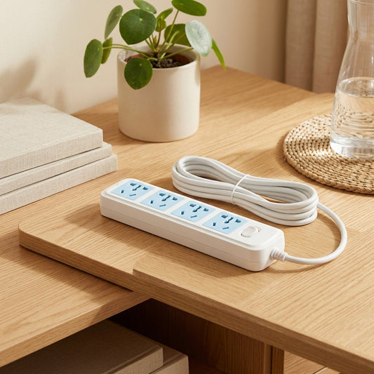 Powerreach™ 5-Meter 8-Outlet Power Strip in a calm home setting