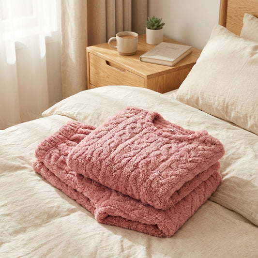 Coralcozy™ Coral Fleece Pajamas for Women in a calm home setting