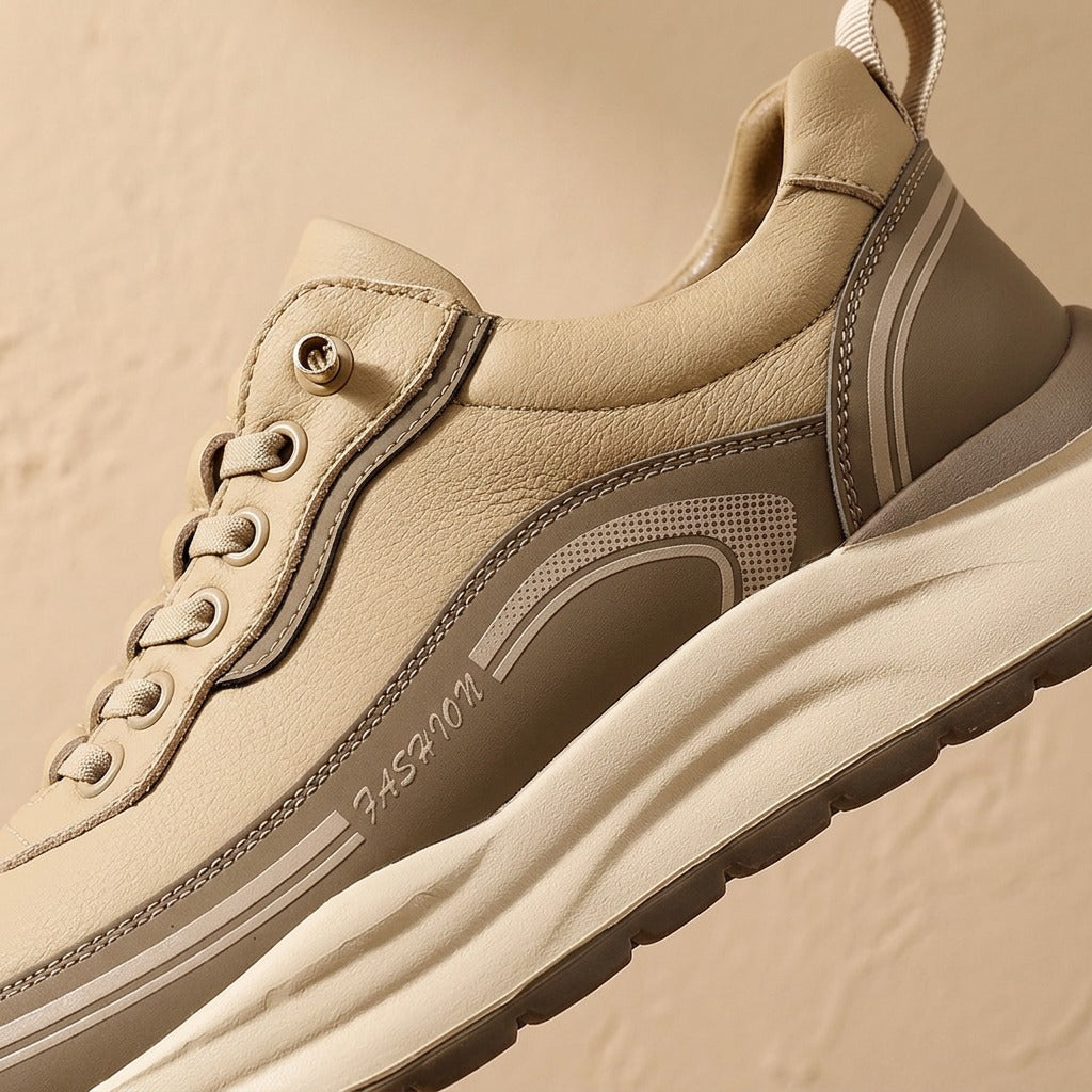 Breezerun™ Breathable Artificial Leather Running Shoes, material and detail close-up