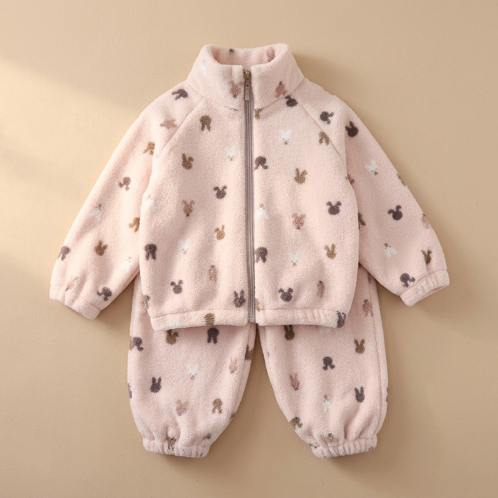 Snugnest™ Two-Piece Children's Winter Home Clothes, material and detail close-up