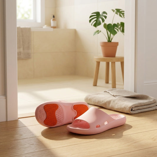 Surestep™ EVA Non-Slip Bathroom Slippers in a calm home setting