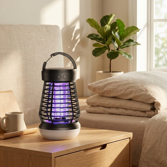 Buzzbeam™ Rechargeable Mosquito Killer Lamp in a calm home setting