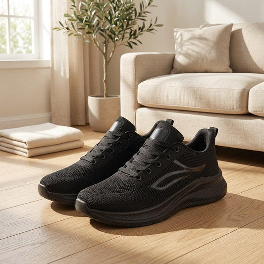 Knitdash™ Fly-Knit Sports Shoes in a calm home setting