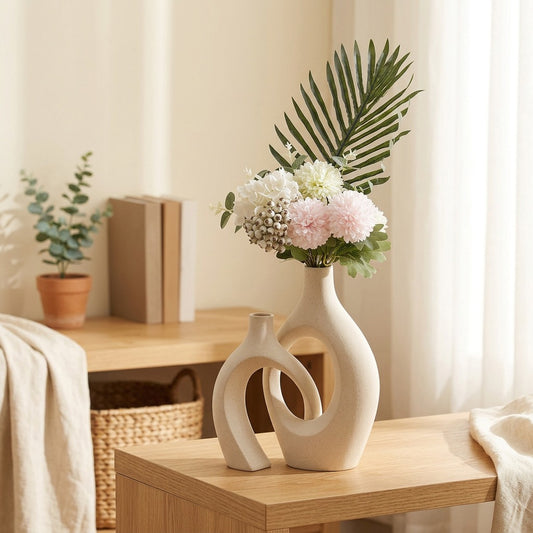 Snugvase™ Ceramic Snuggle Combination Vase Set in a calm home setting