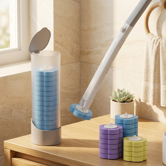 Spongegleam™ Sponge Toilet Cleaning Brush in a calm home setting
