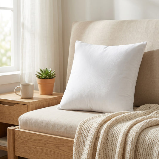 Plushprint™ Custom Printed Plush Pillow in a calm home setting