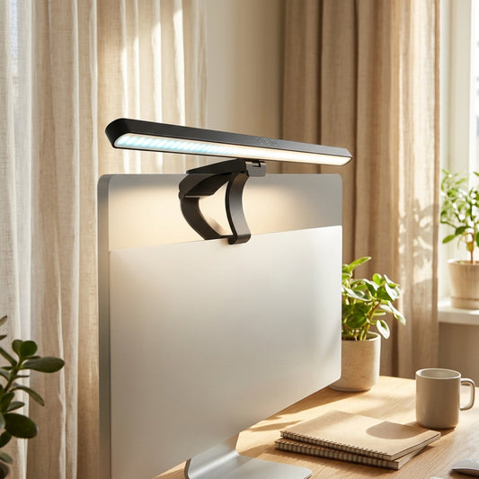 Monitorglow™ Computer Screen Hanging Lamp in a calm home setting
