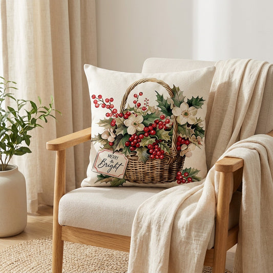 Yuleweave™ Christmas Polyester Cushion Cover in a calm home setting