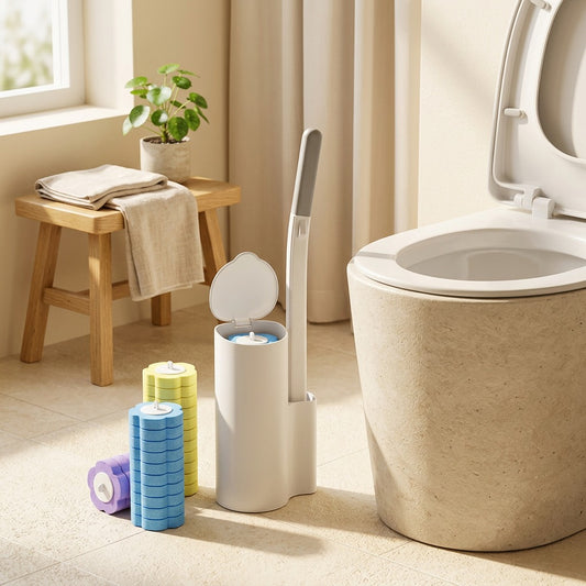 Headswap™ Plastic Toilet Brush With Disposable Heads in a calm home setting