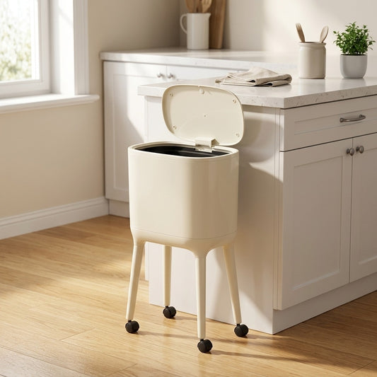 Lidpress™ Push-Open ABS Trash Can With Lid in a calm home setting