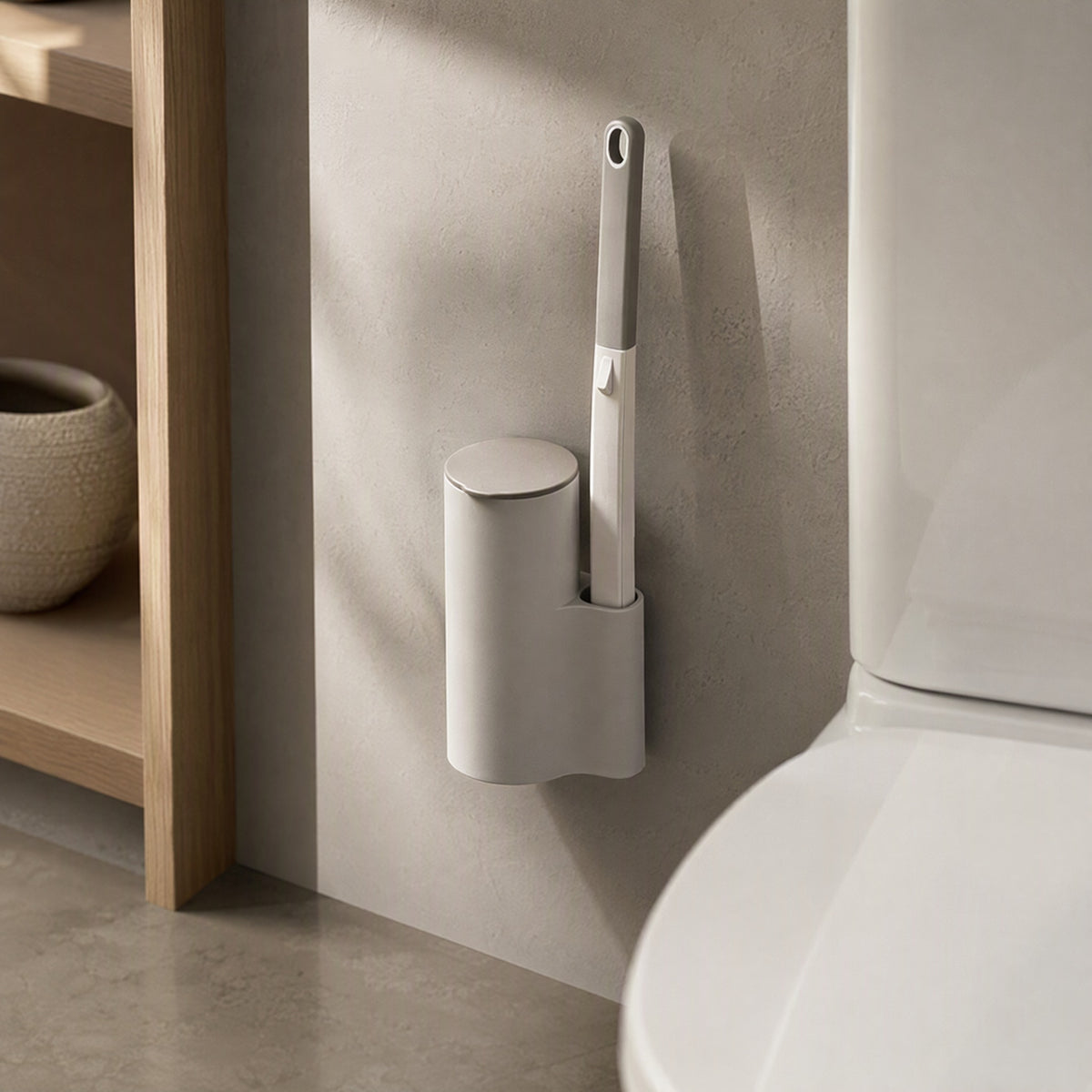 Bowlbrush™ Wall-Mounted Disposable Toilet Brush, styled close view