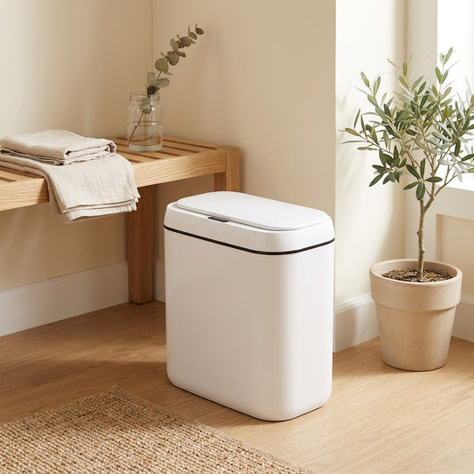 Sensebin™ Inductive Opening Plastic Trash Can in a calm home setting