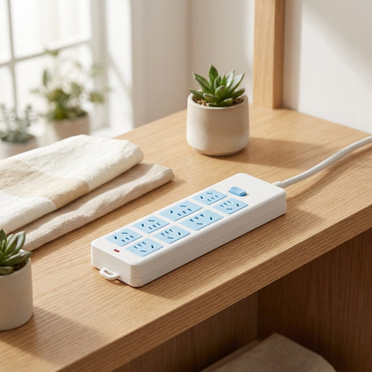 Plugline™ 2500W Home Power Strip Socket in a calm home setting