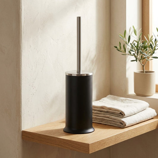 Steelreach™ Stainless Steel Long-Handle Toilet Brush in a calm home setting