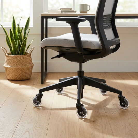 Clearglide™ Transparent Office Chair Caster Wheel in a calm home setting