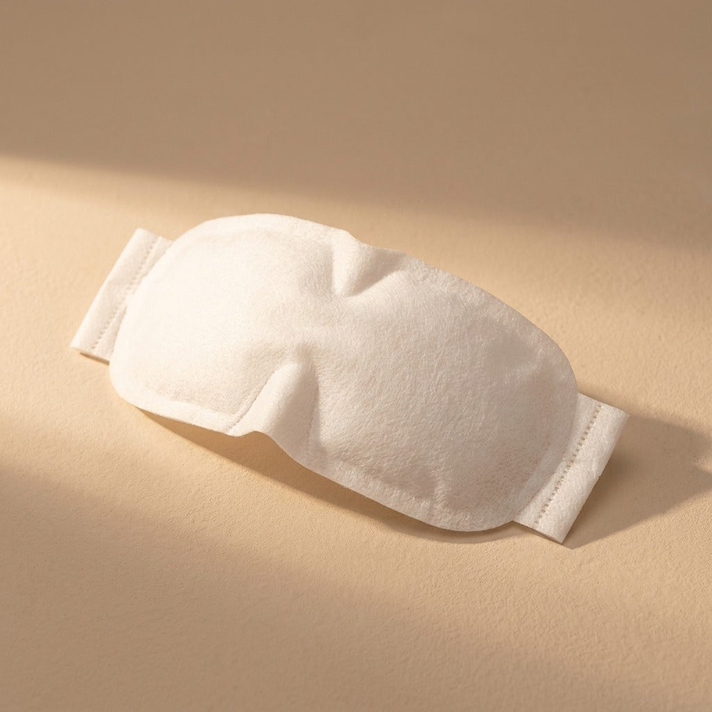 Lullveil™ Non-Woven Steam Eye Mask for Rest, material and detail close-up