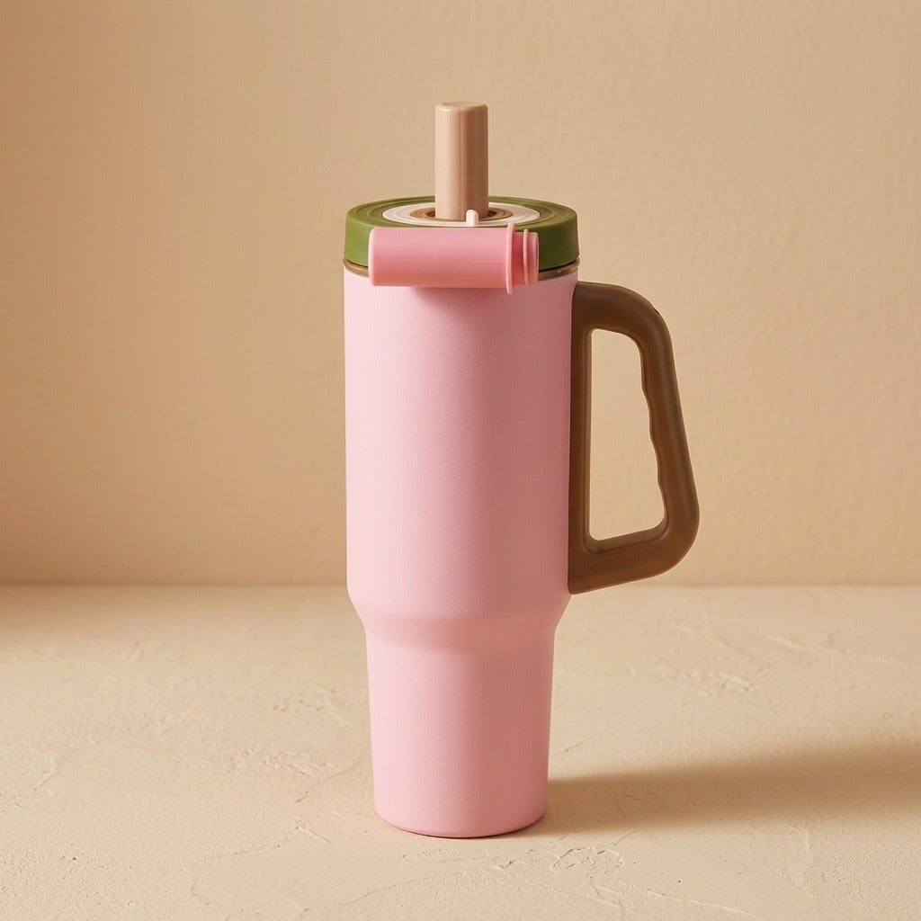 Sipcozy™ Insulated Cup with Handle and Straw, material and detail close-up