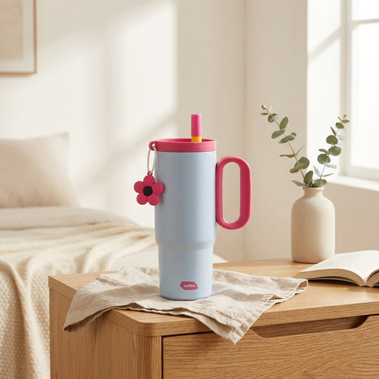 Glazekeep™ Ceramic-Lined Stainless Thermos Cup in a calm home setting