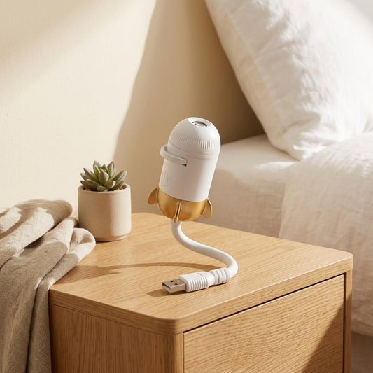 Nebulume™ Voice-Controlled Galaxy Night Light in a calm home setting