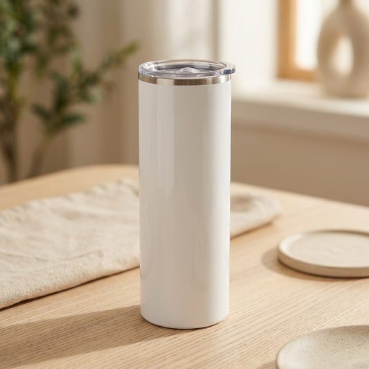 Steelcoat™ Stainless Steel Sublimation Cup, styled close view