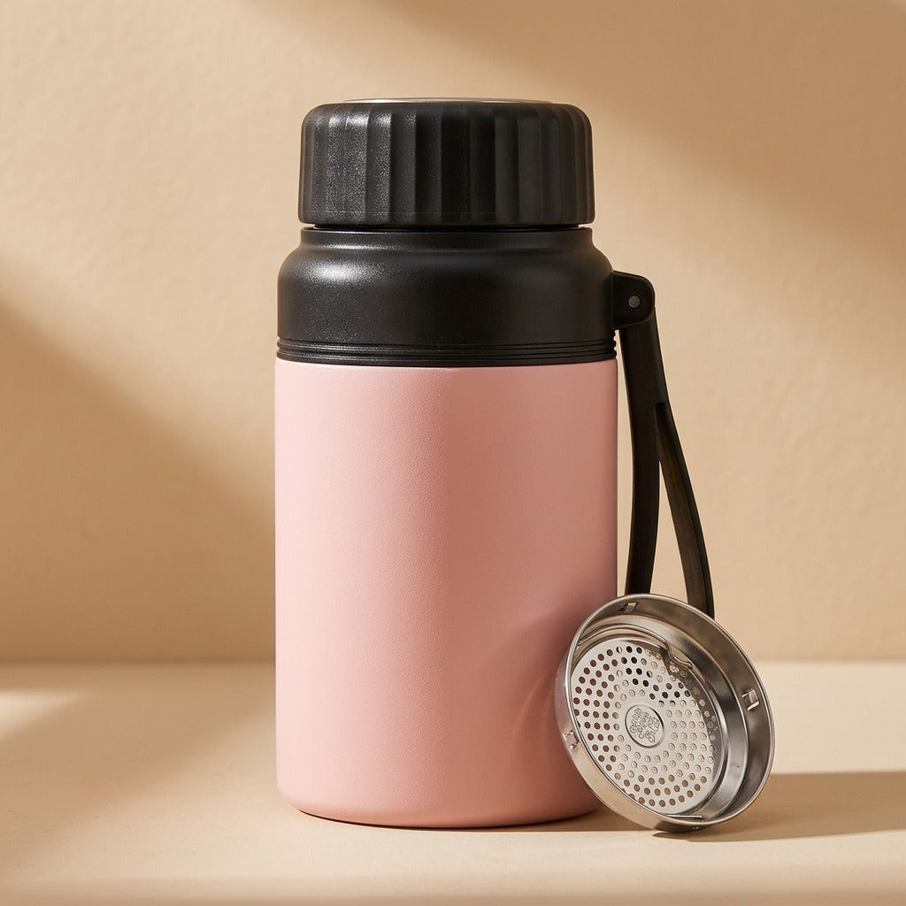 Steeltherm™ 316 Stainless Steel Thermos Cup, material and detail close-up