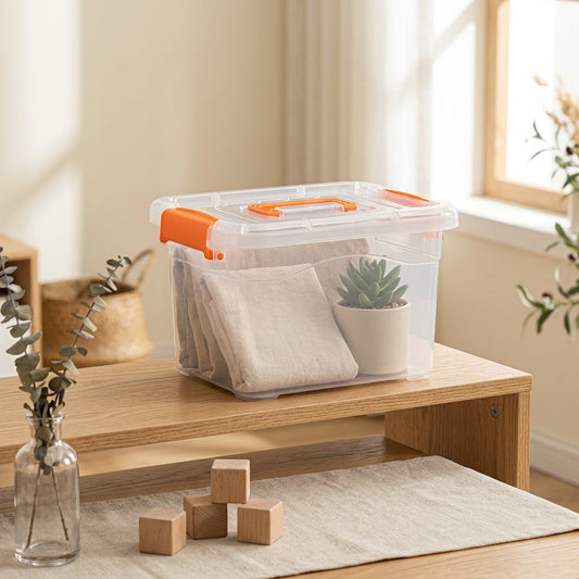 Tidybin™ Stackable PP Plastic Storage Box with Lid in a calm home setting