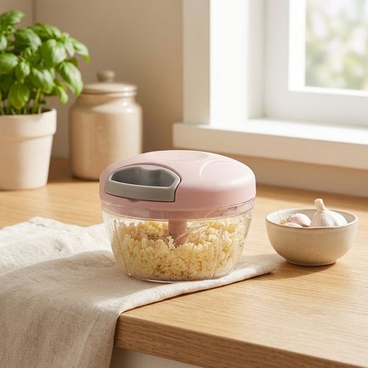 Bulbwhirl™ Manual Garlic Masher in a calm home setting