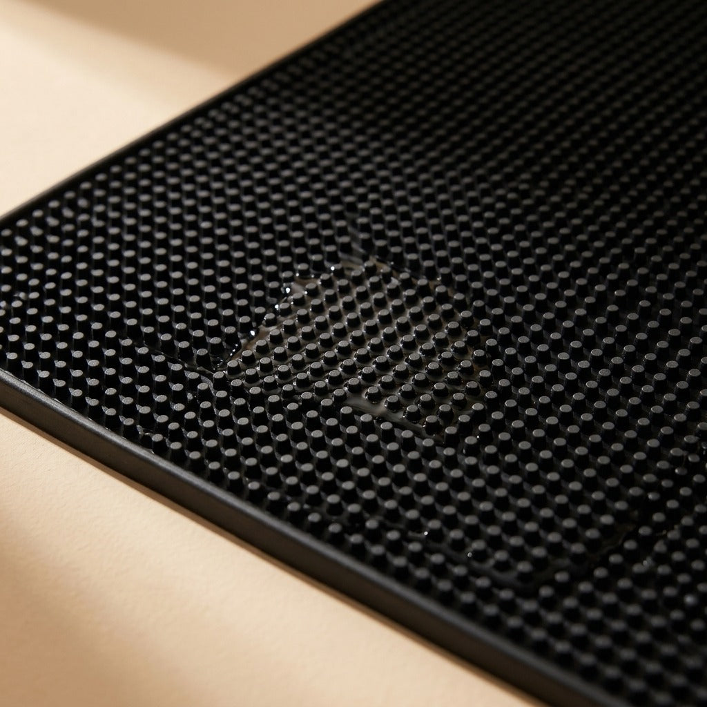 Barridge™ PVC Bar Draining Mat and Drink Coaster, material and detail close-up