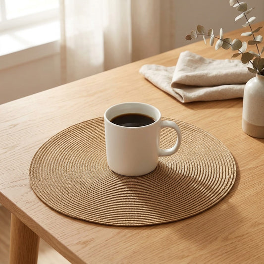 Diatomud™ Round Diatom Mud Printed Coaster in a calm home setting