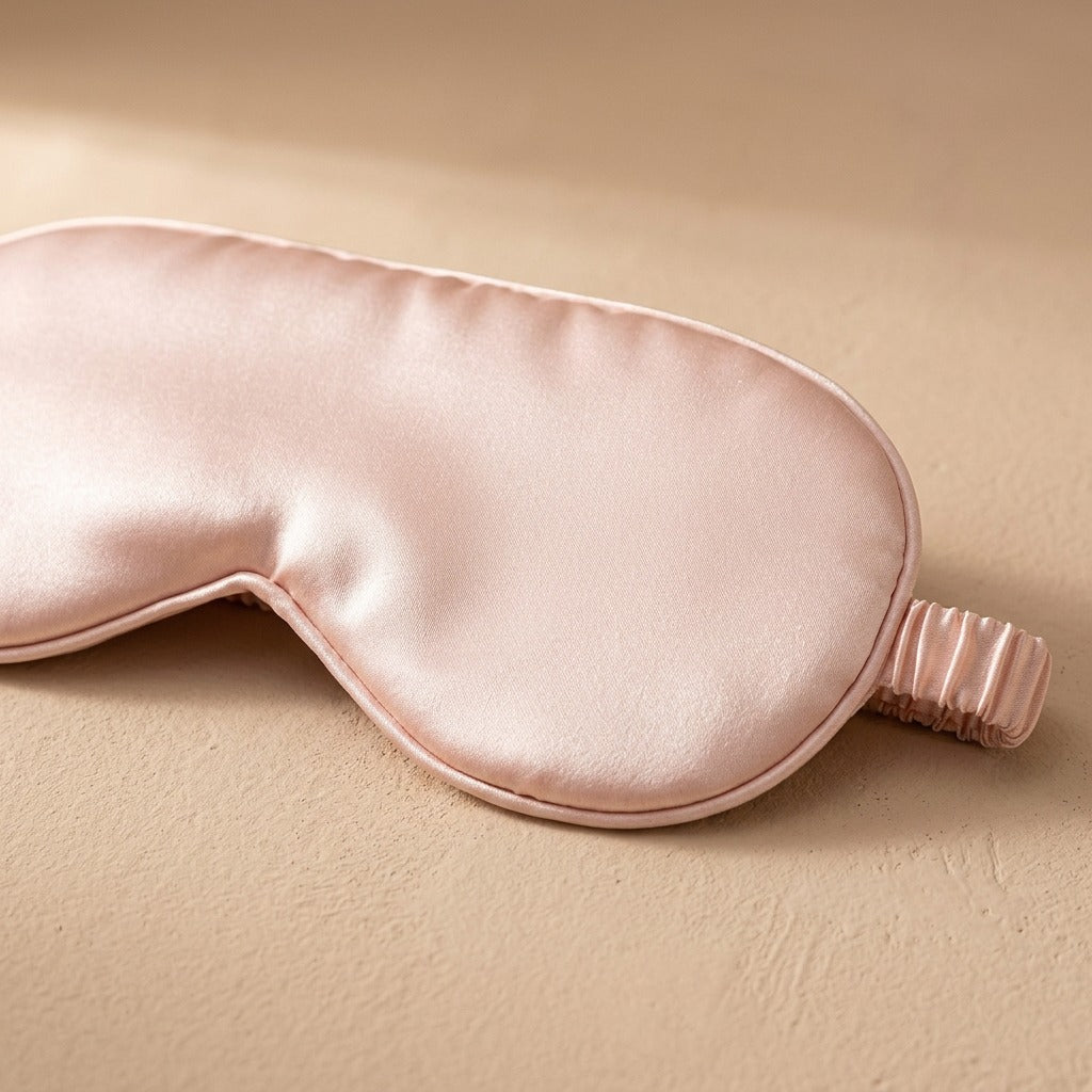 Dimveil™ Ice Silk Linen Eye Mask, material and detail close-up