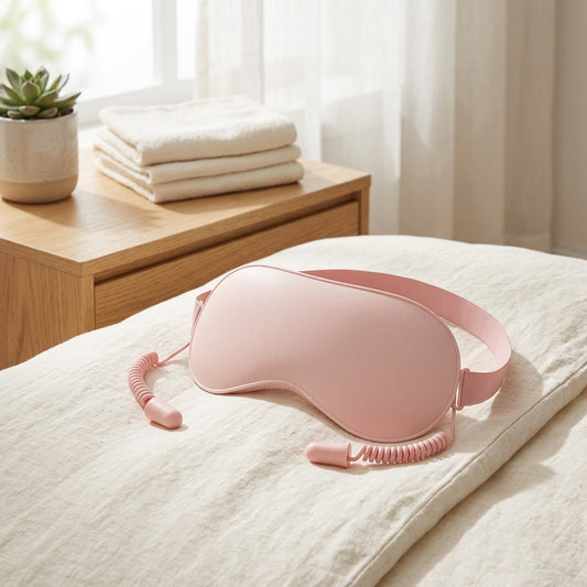 Drowseband™ Memory Foam Eye Mask in a calm home setting