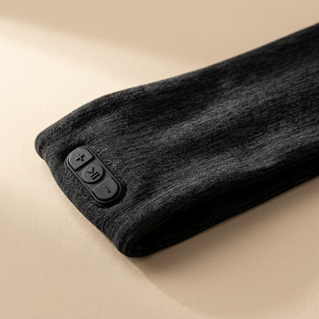 Duskband™ Blackout Eye Mask Bluetooth Headband, material and detail close-up
