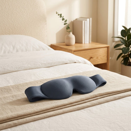 Duskwell™ Blackout Deep Sleep Eye Mask in a calm home setting