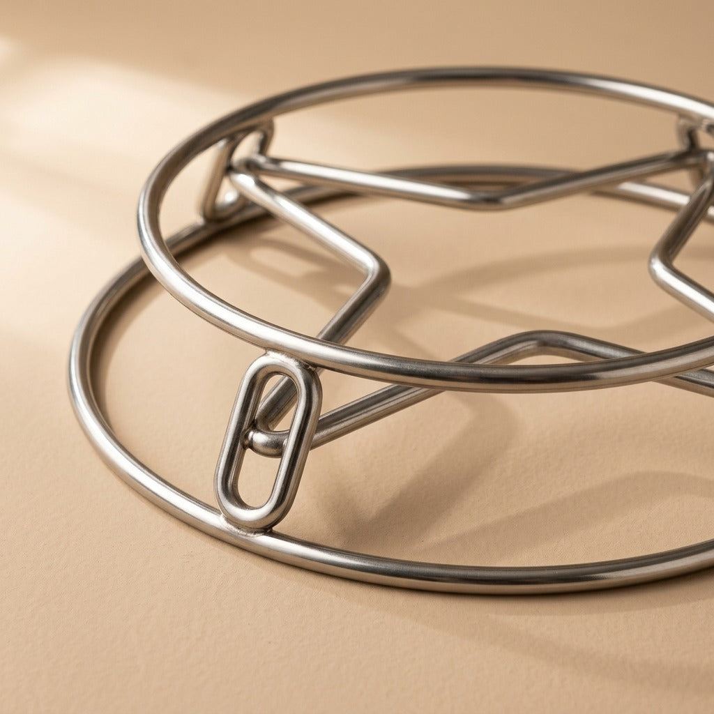 Potloft™ Stainless Steel Pot Rack for Kitchen Storage, material and detail close-up