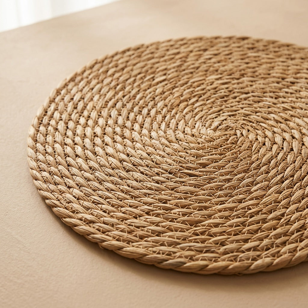 Tableweave™ Hand-Woven Reed Grass Placemat, material and detail close-up