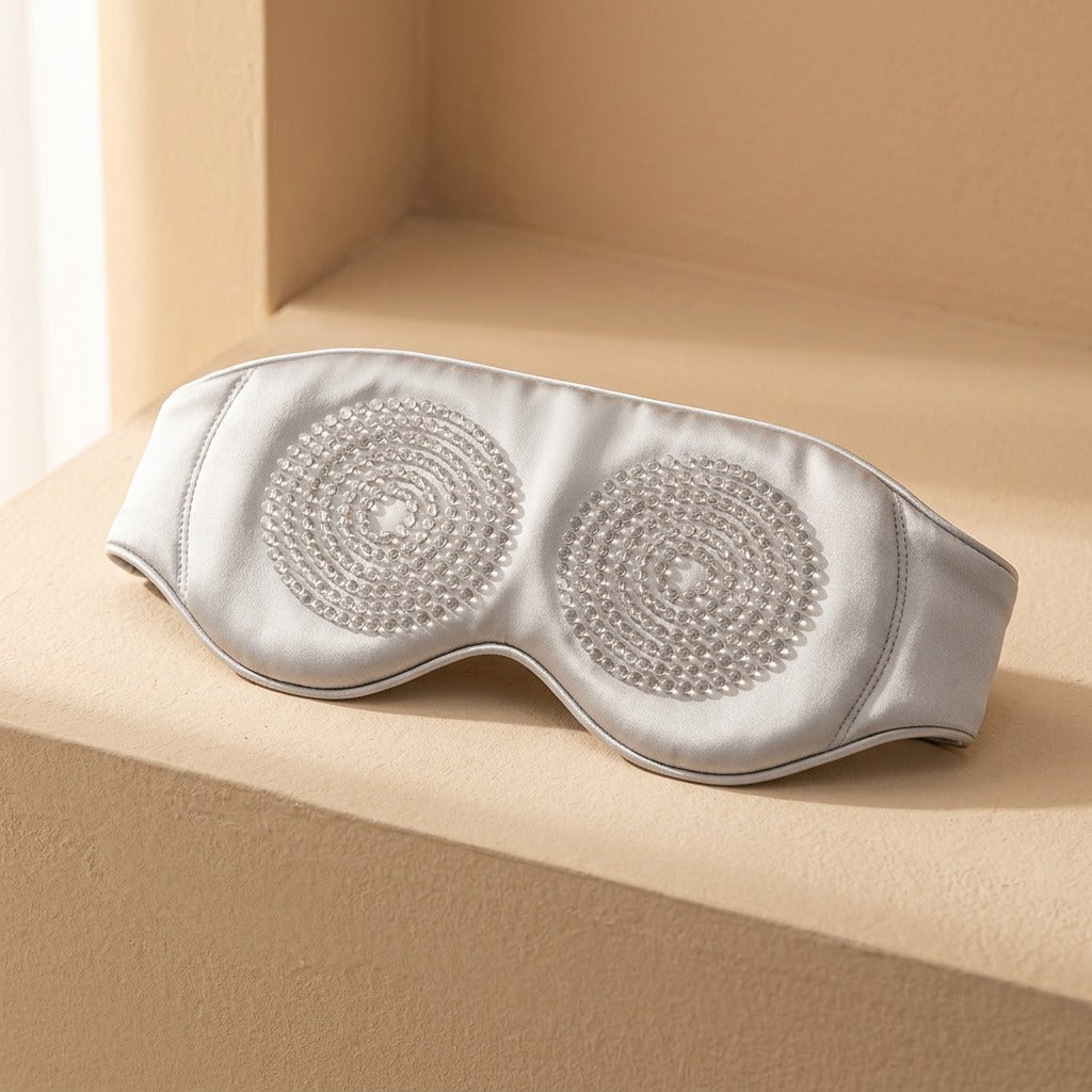 Pressveil™ Mulberry Silk Gravity Eye Mask, material and detail close-up
