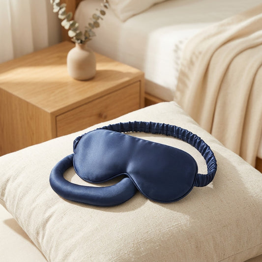 Pressveil™ Mulberry Silk Gravity Eye Mask in a calm home setting