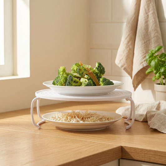 Rackrest™ PP Microwave Oven Storage Rack in a calm home setting