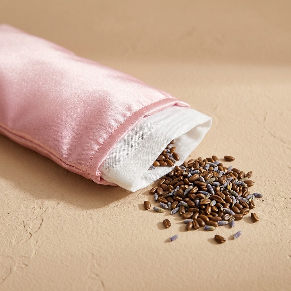 Restbloom™ Lavender Cassia Yoga Eye Pillow, material and detail close-up