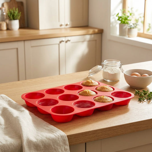 Bakeflex™ Round Silicone Baking Mold in a calm home setting