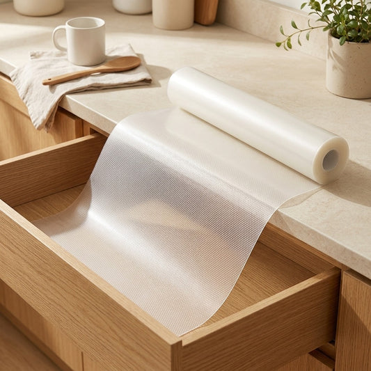 Dryfoil™ EVA Cabinet Drawer Liner Roll in a calm home setting