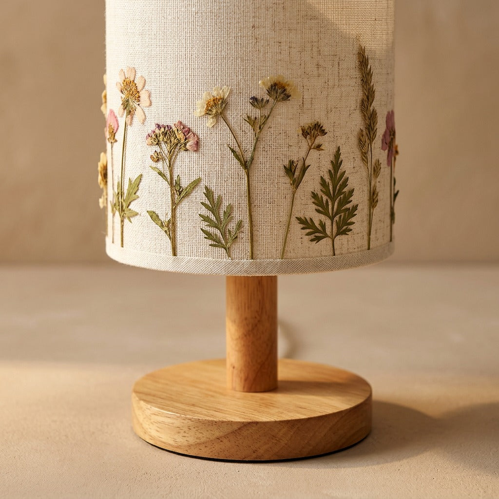 Floralume™ Dried Flower Table Lamp, material and detail close-up