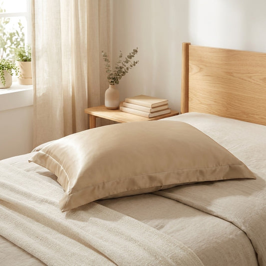 Satinsilk™ Polyester Satin Pillowcase in a calm home setting