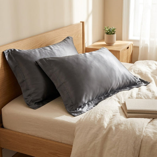 Sheenpair™ Silk Pillowcase Pair, 48 × 74 cm in a calm home setting