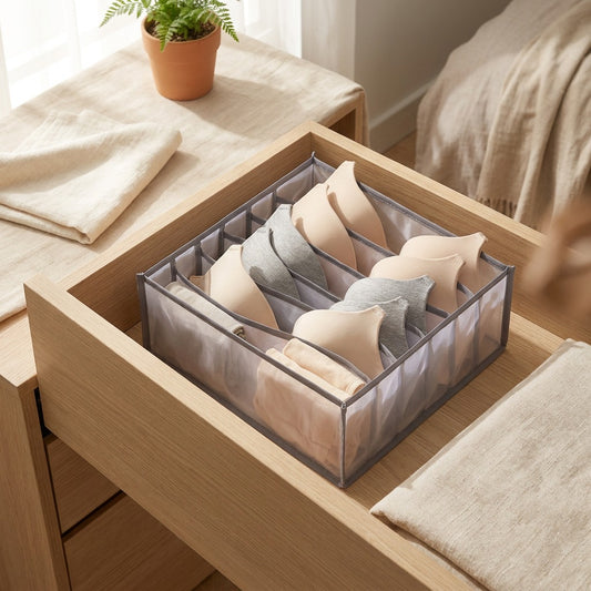 Briefbox™ Mesh Underwear Storage Box in a calm home setting