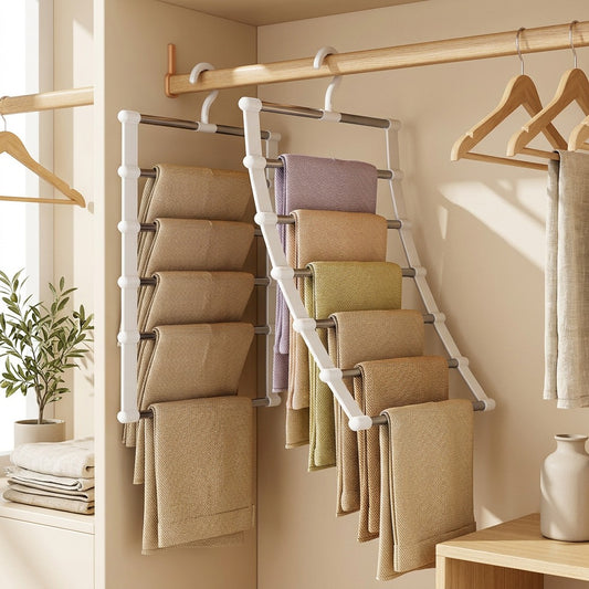 Panthaven™ Stainless Steel Pants Rack in a calm home setting