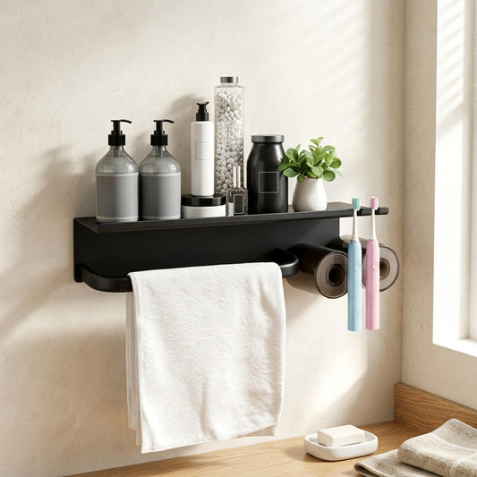 Tidywall™ 304 Stainless Steel Bathroom Storage Rack in a calm home setting