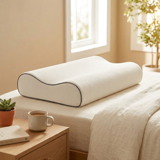 Foamcurve™ Memory Foam Cervical Pillow in a calm home setting
