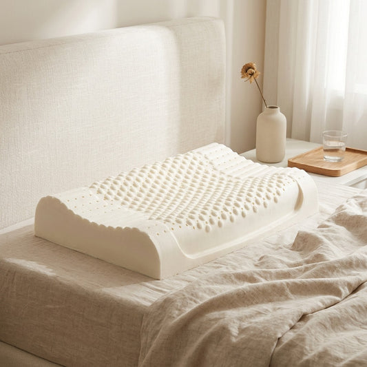 Natrex™ Natural Latex Cervical Pillow in a calm home setting