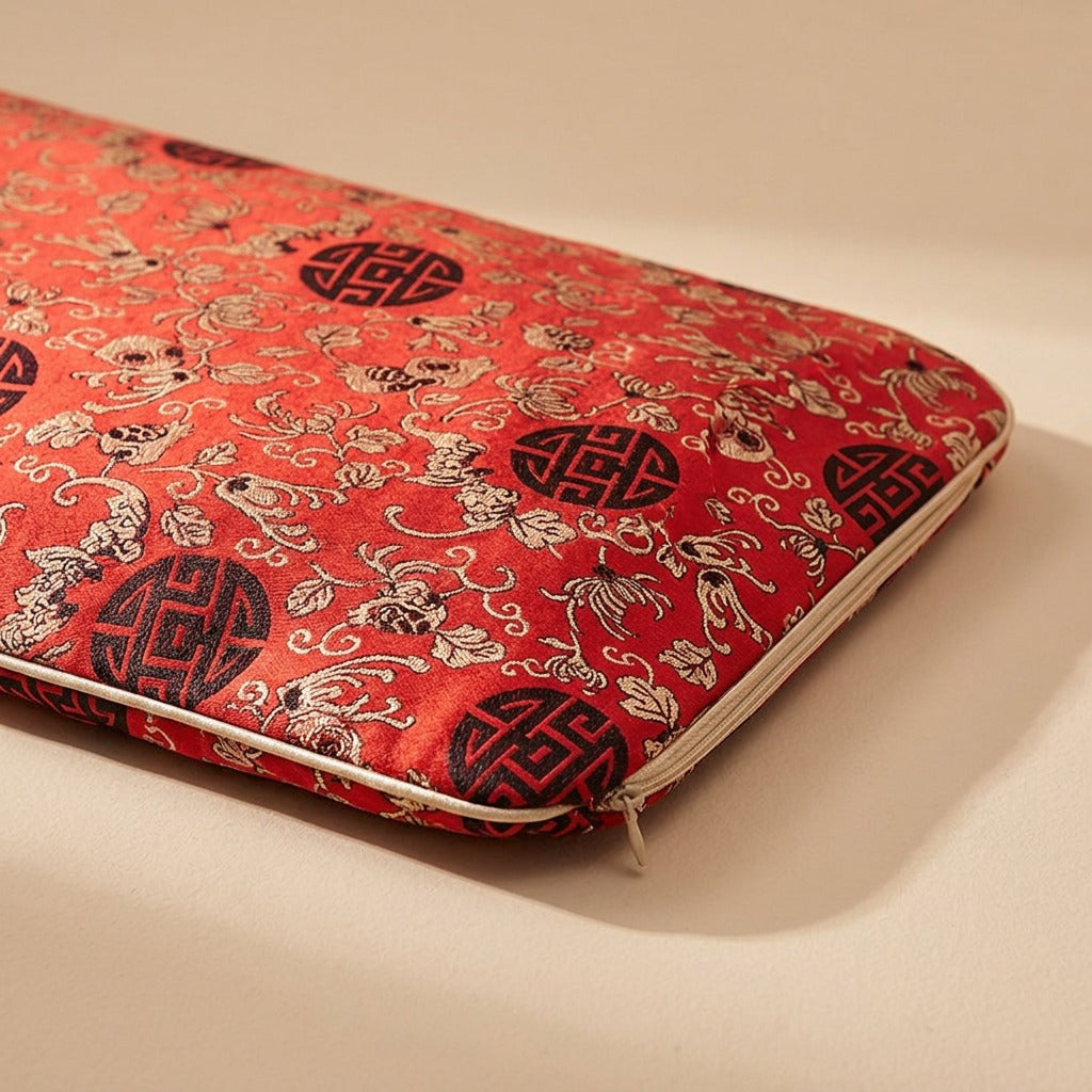 Neckloom™ Brocade Cervical Pillowcase Cover, material and detail close-up
